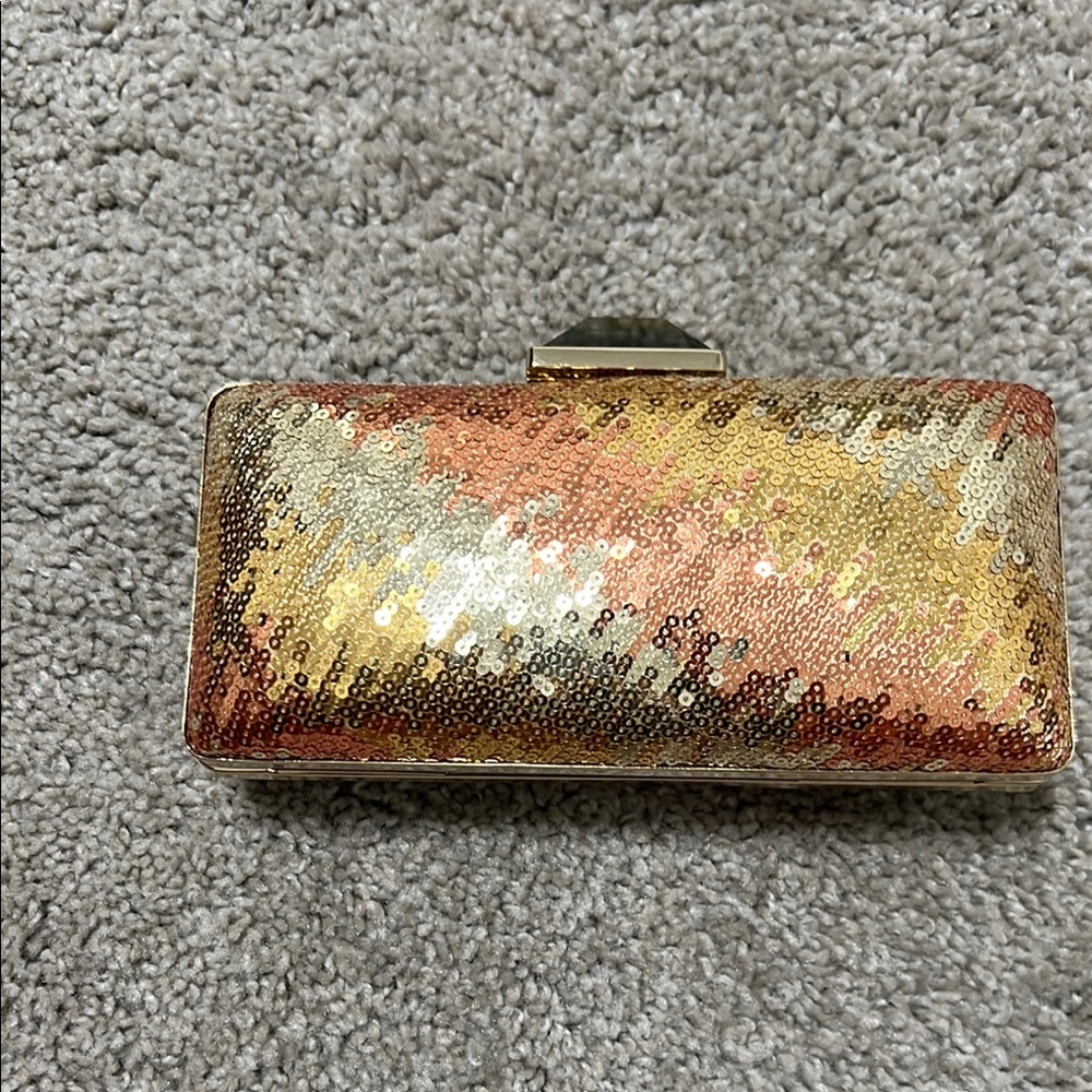 Sondra Roberts Sequin Clutch Bag - Gold and Orange - Picture 2 of 8
